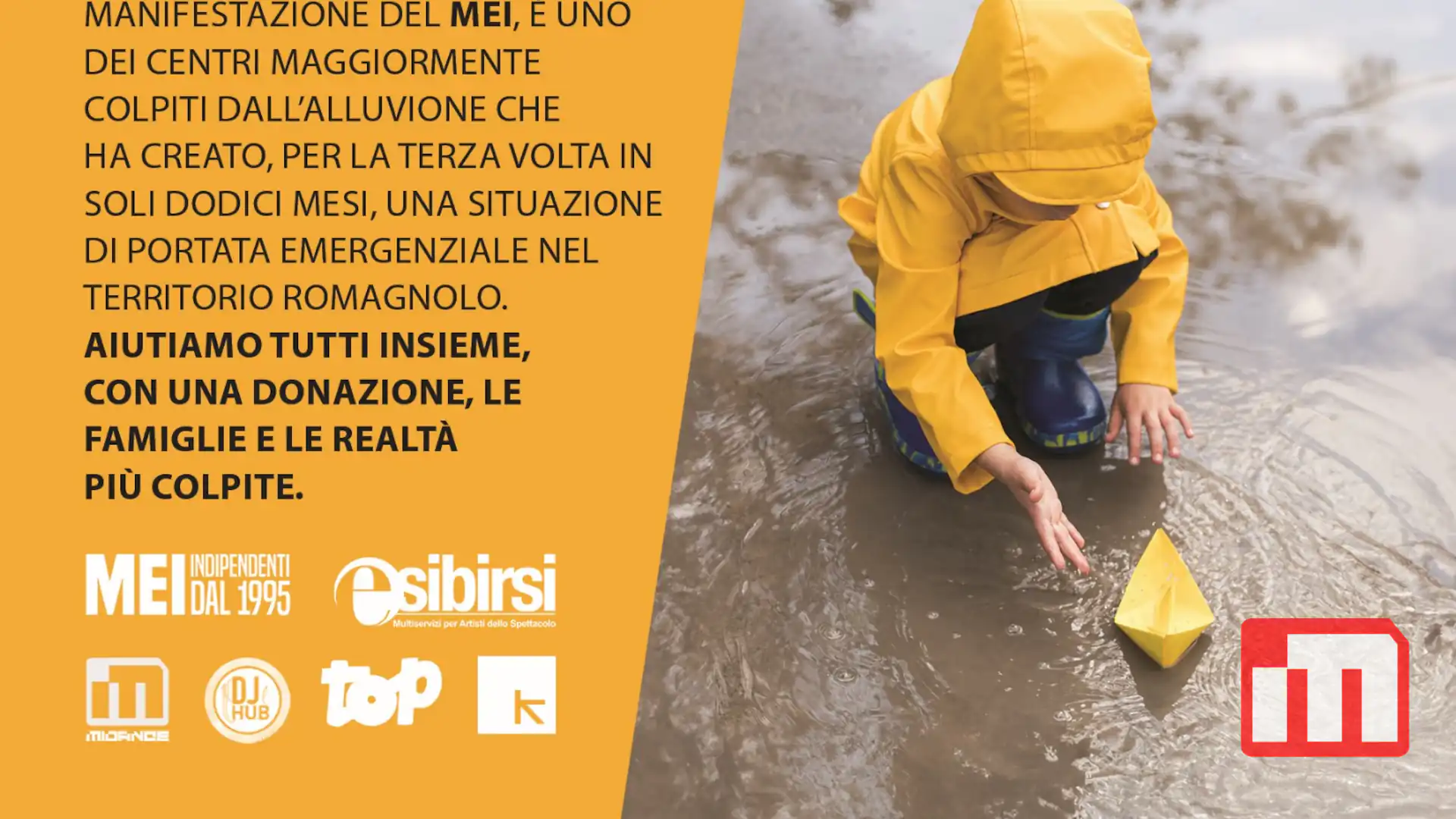 Cooperativa Esibirsi, Convention Deejay, Midance, Top Records e Kdope in aiuto degli alluvionati durante il MEI